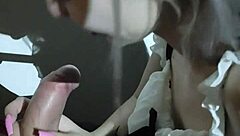 Petite maid gives me a blowjob instead of cleaning