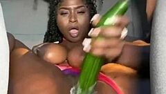 Cucumber Squirting Delight in the Backseat