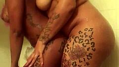 Ebony Babes Take turns in the Shower: Mrsfeedme's Lesbian Adventure