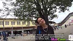 Young Czech teen enjoys outdoor masturbation in the mall