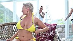Curvy Angel Wicky takes on two cocks at once in this threesome porn video