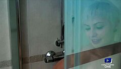 Lesbian babes Sofia and Lady Diamond get wild in the shower