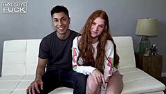 College teen with red head gets her pussy pounded by 9 inch cock