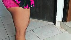 Shemale masturbates while wearing lingerie