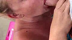 Wife Nikki boxer gives a public blowjob and swallows cum in the boat