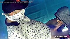 European babe gives a hot blowjob and swallows