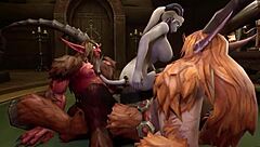 Two Devils in a Threesome with Demon Girl and Big Boobs