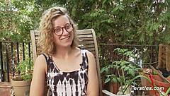 Amateur Teen Masturbates with Hairy Pussy and Glasses