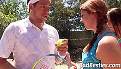 Roleplay with a skinny tennis teen as she gives a blowjob and gets her pussy filled