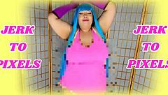 Non-naked cosplay masturbation in a censored Hentai scene