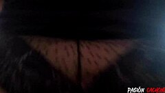 Amateur blonde with big booty rides in a leather jacket