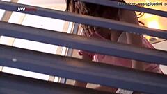 Asian sex scene opens with a hot Japanese babe in stockings