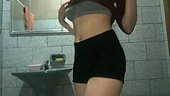 Hot brunette shows off her body and masturbates