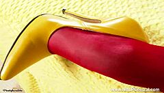 Brunette teases in sheer pantyhose