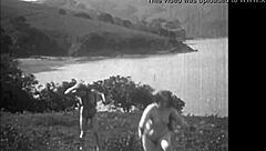 Vintage nudes featuring natural tits and hairy bodies in nature