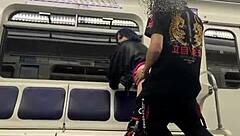 Having public sex in a subway train car, giving blowjobs outdoors.