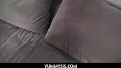 Alice Coxx and Kat Hunter perform taboo threesome blowjob with stepbrother in fantasy group scene