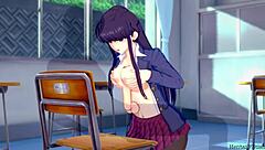 Teen 18+ Komi gives blowjob and gets creampie in college classroom