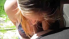 Teen Driver Sucks Dick On Dirty Road Taking It Deep And Swallowing