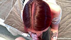 Can this redhead teen worship your monster cock with deepthroat and facial?