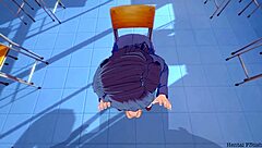 Teen 18+ Komi gives blowjob and gets creampie in college classroom