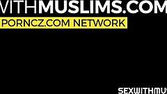 Arabian MILF blows husband's cock with big tits