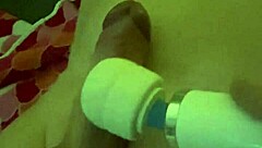 Using magic wand on husband to make him cum, creating a messy but yummy result.