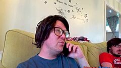 european newbie gets tricked into sucking cock and fingering on reality webcam