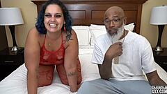 Is This Interracial Blowjob Teasing You With Her Big Ass Before Creampie?