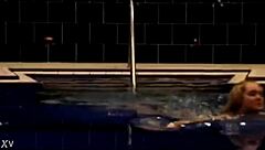 blonde girl in bikini enjoys a hassle-free night outdoors