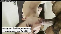 adrian sucks huge black cock intensely