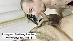 adrian sucks huge black cock intensely