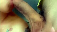 Blonde milf worships step brother's cock