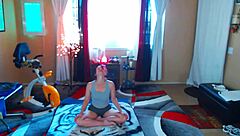 Redhead stretches into full body orgasm