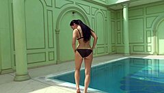 Kittina Ivory undresses in the swimming pool