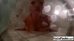 Viking Nadia plays with her pussy in the forest