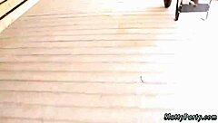 Cougar blonde generous gets fucked in bathroom