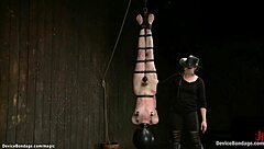 is this strapped lesbian ready for rough choking and bondage in inverted suspension?