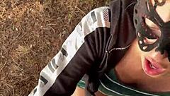 public flashing leads to quick clothed sex outdoors