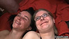Two Bitches Nailed and Covered in Orgy Action