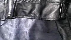 feeling so intense as cum hits my step sister's leather jacket