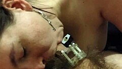 A teasing femdom blowjob in chastity builds irresistible desire.