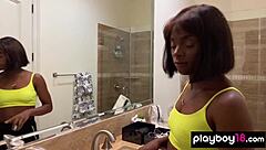 ana foxx fingers her dark pussy in lingerie