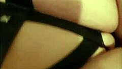 Wife in leather dress gets cumshot inside during kinky couple sex