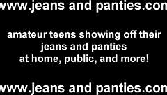 the milf next door flashes panties in skinny jeans