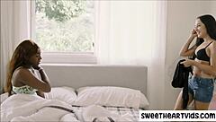 Ebony Lesbian Licks Interracial Pussy in Hot Sex