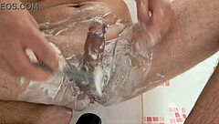 He Carefully Shaves His Penis for Smoothness