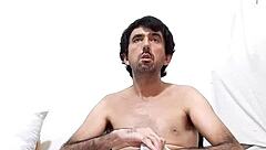 Huge dick shoots cum in transparent sexy briefs