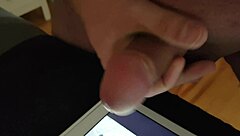 Amateur tribute cumshot on njf123's photo