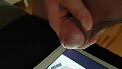 Amateur tribute cumshot on njf123's photo